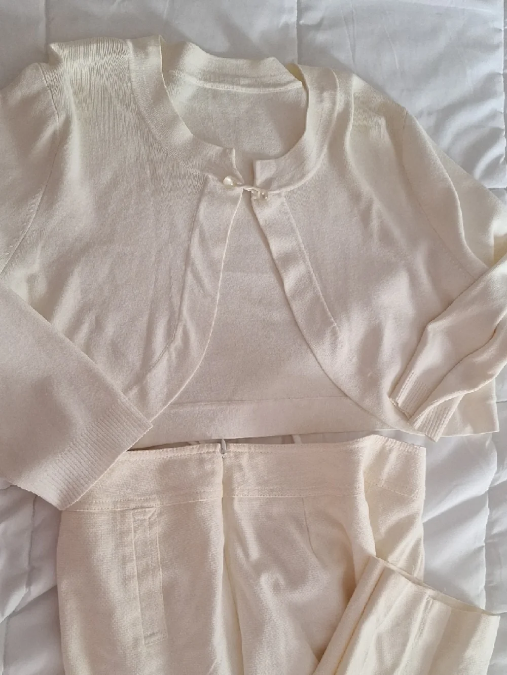 Talbots Cream/White Lined Sidezip Stretch Slacks - Picture 11 of 14